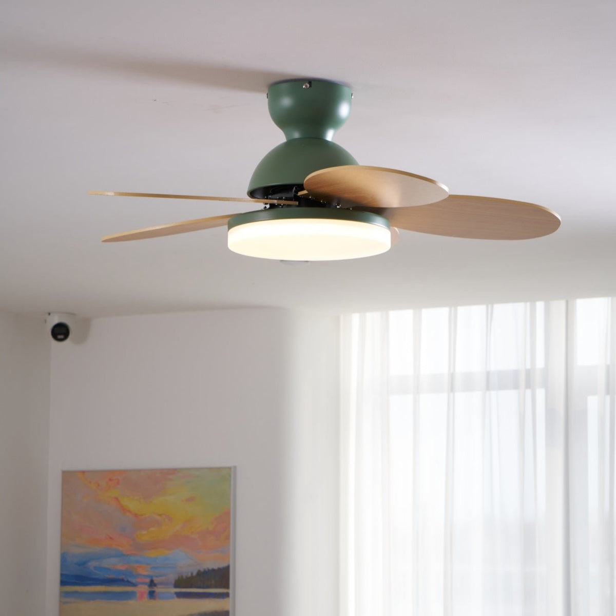 Eireise ventilator de tavan cu lumină din sticlă, multicolor, pentru camera copiilor