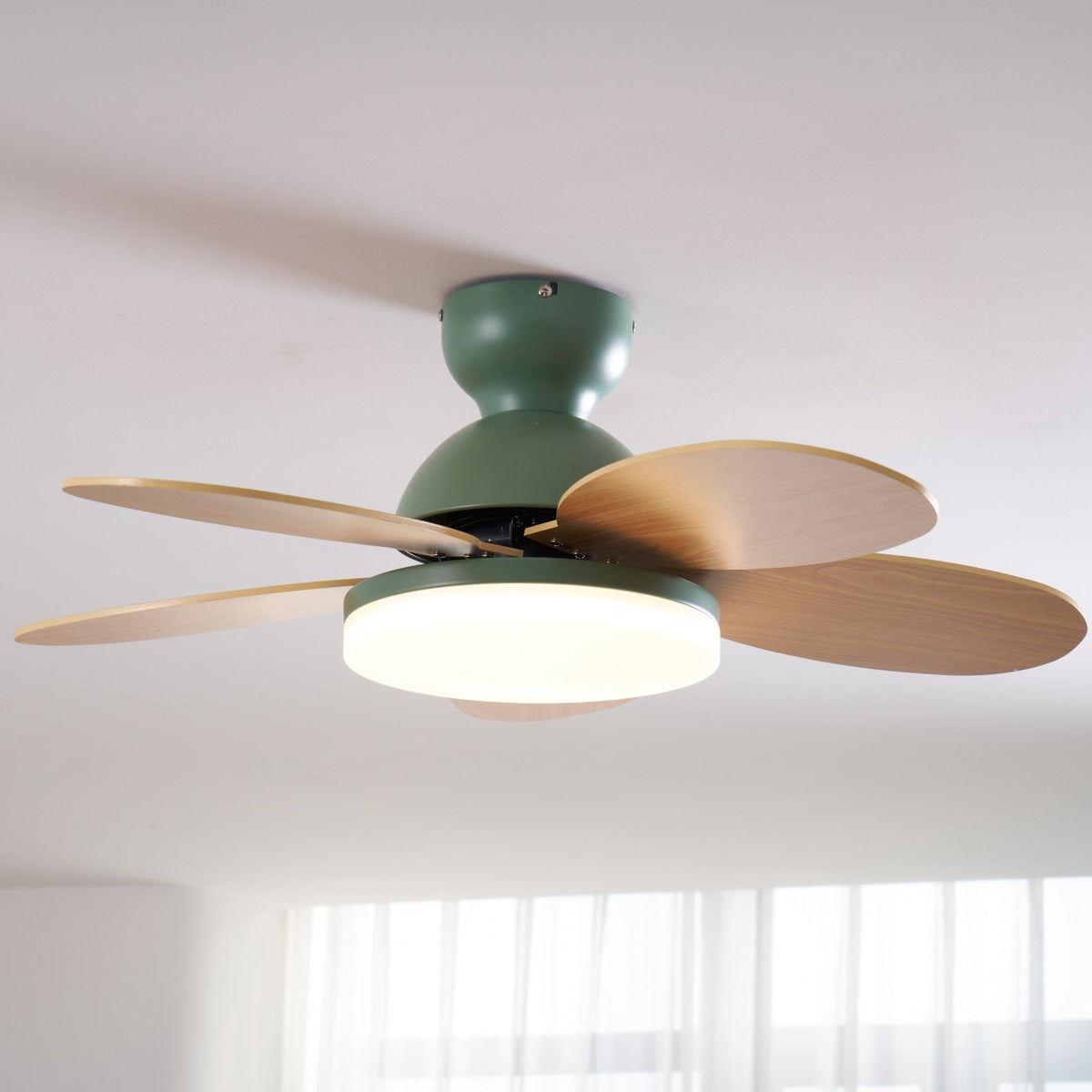 Eireise ventilator de tavan cu lumină din sticlă, multicolor, pentru camera copiilor