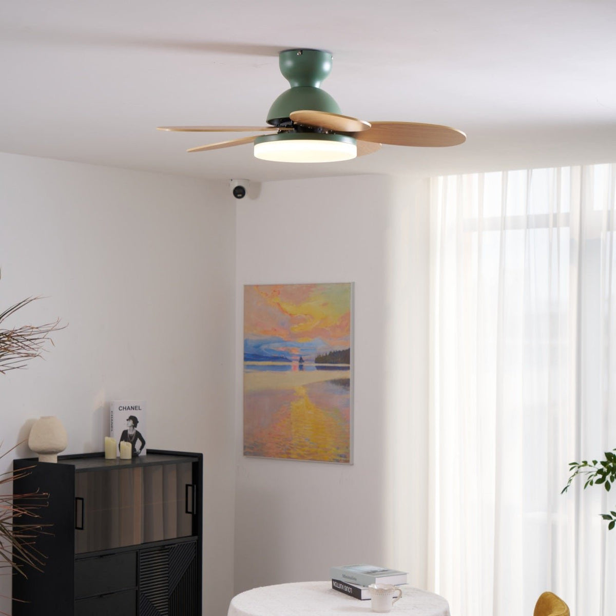 Eireise ventilator de tavan cu lumină din sticlă, multicolor, pentru camera copiilor