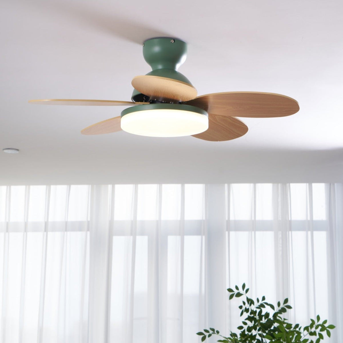 Eireise ventilator de tavan cu lumină din sticlă, multicolor, pentru camera copiilor