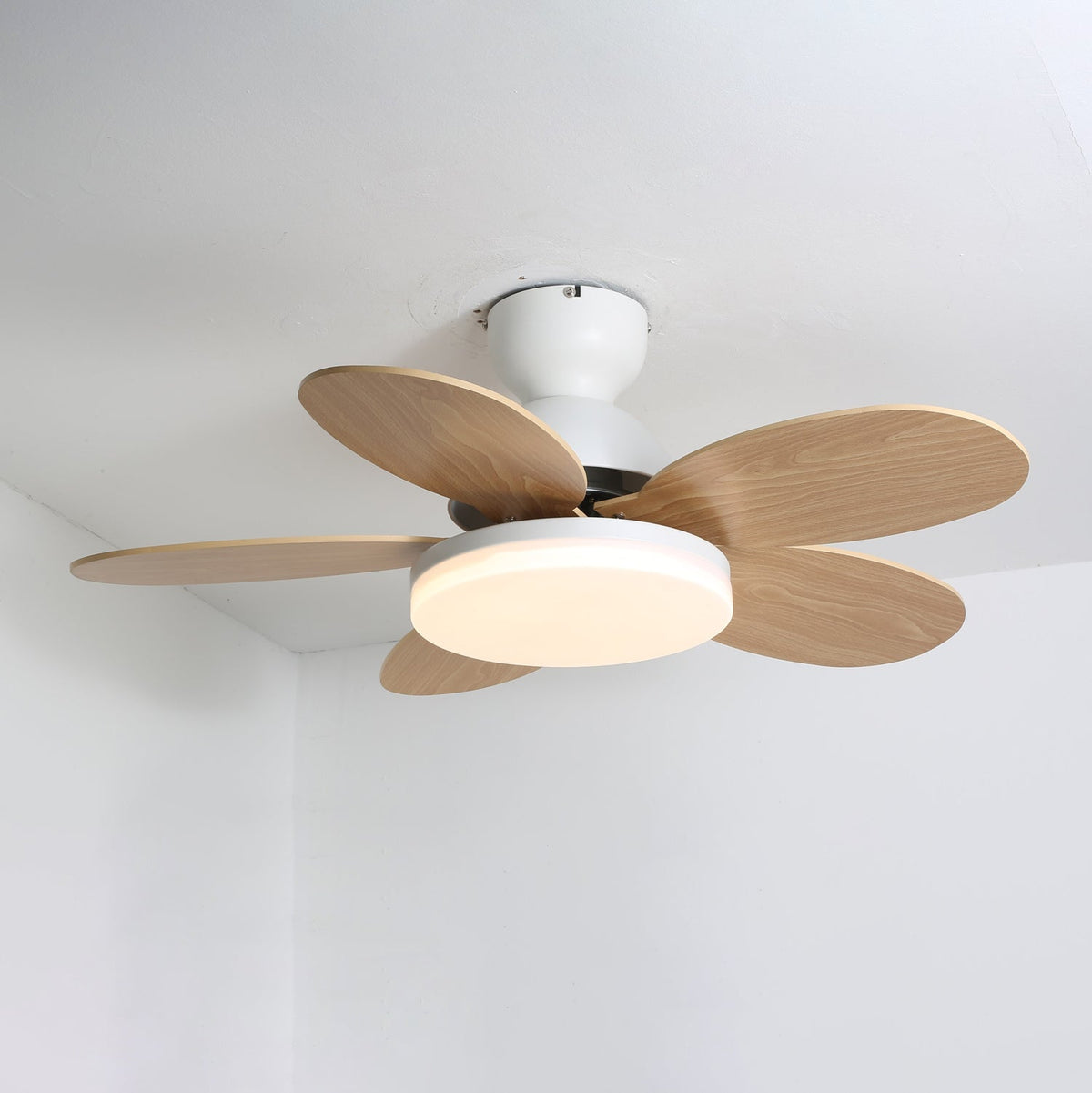 Eireise ventilator de tavan cu lumină din sticlă, multicolor, pentru camera copiilor