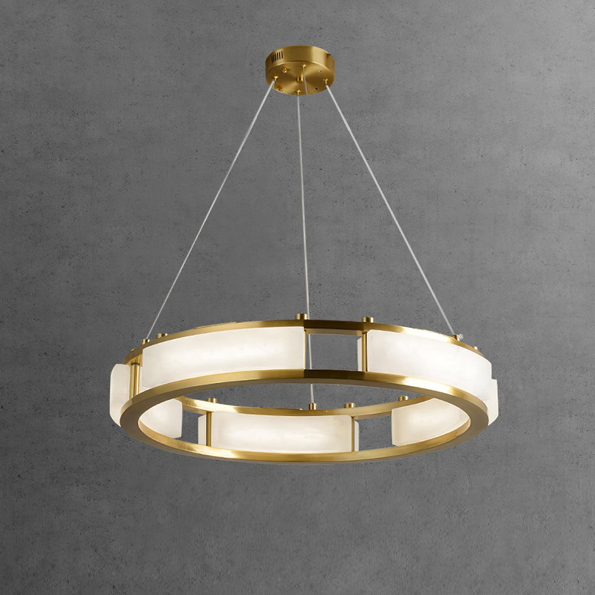 Dythan lampă suspendată din alabastru, minimalistă, în formă de inel