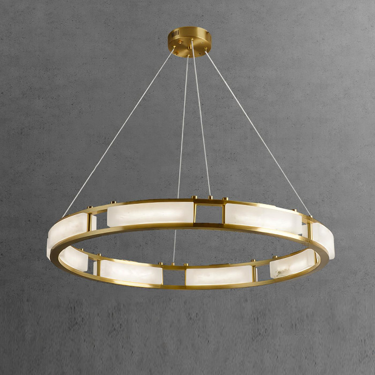Dythan lampă suspendată din alabastru, minimalistă, în formă de inel