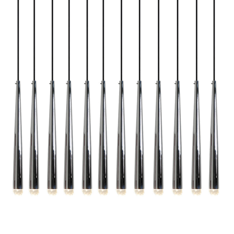 Candelabru cu abajure din cristal și corp din alamă lucioasă minimalist