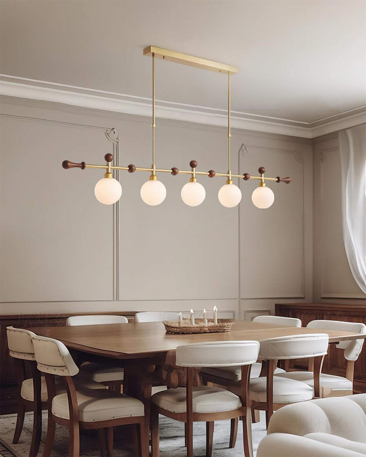 Candelabru Linear glob LED/Incandescent pentru Insulă de Bucătărie sau Sufragerie