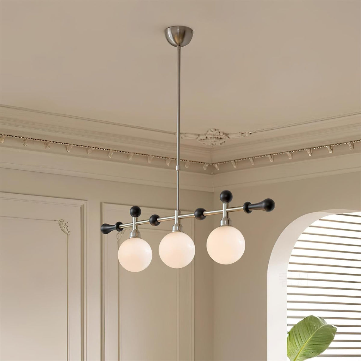 Candelabru Linear glob LED/Incandescent pentru Insulă de Bucătărie sau Sufragerie