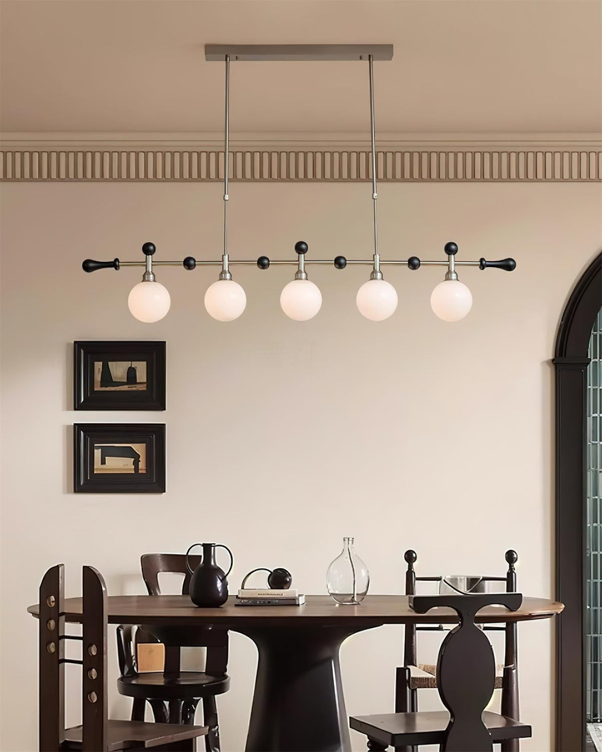 Candelabru Linear glob LED/Incandescent pentru Insulă de Bucătărie sau Sufragerie