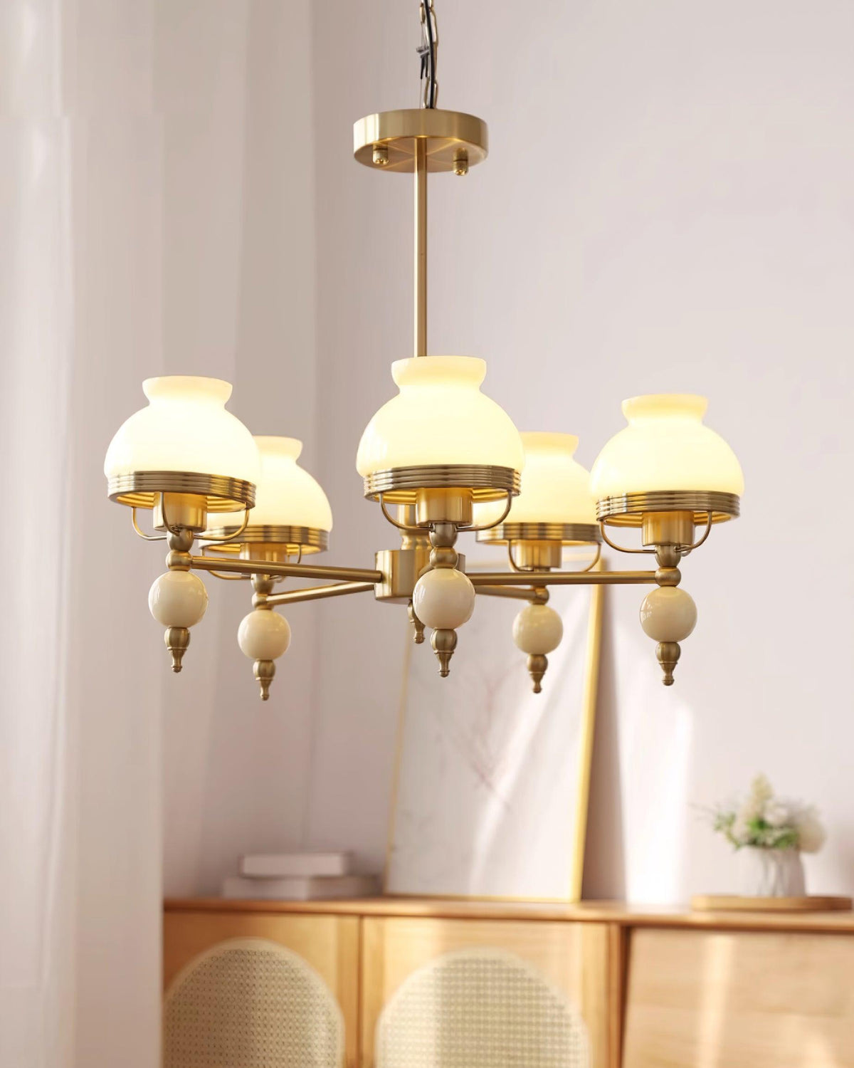 Candelabru din sticlă și metal pentru sufragerie sau living Vintage