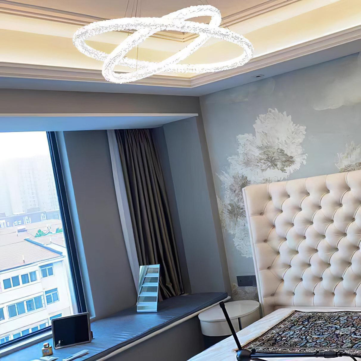 Seleira candelabru din cristal, în formă de inel, LED