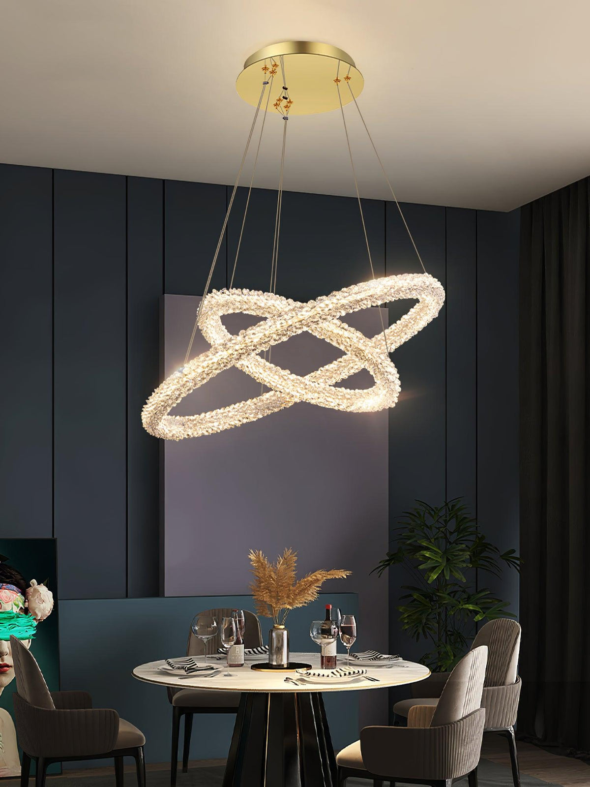 Seleira candelabru din cristal, în formă de inel, LED