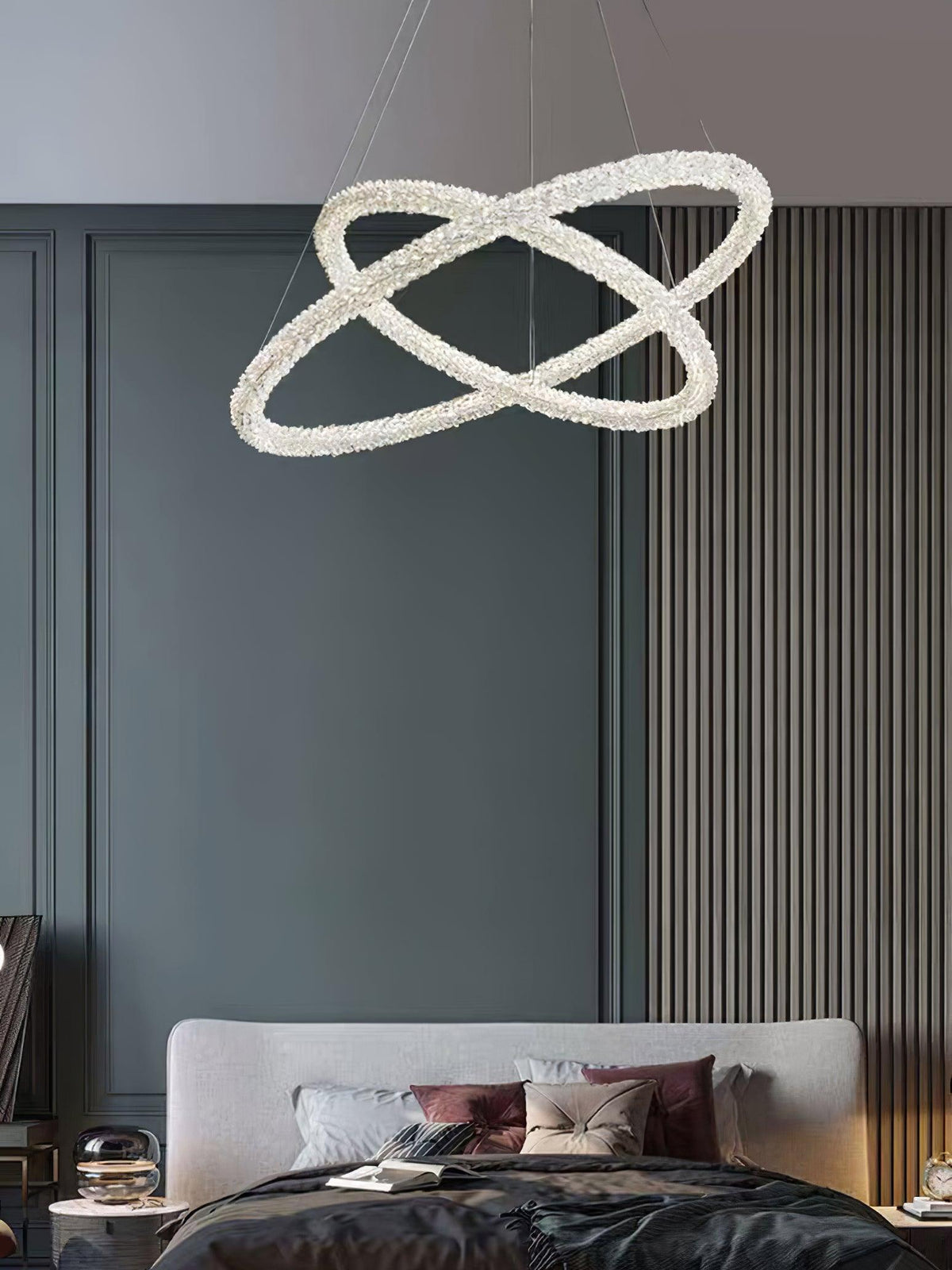 Seleira candelabru din cristal, în formă de inel, LED