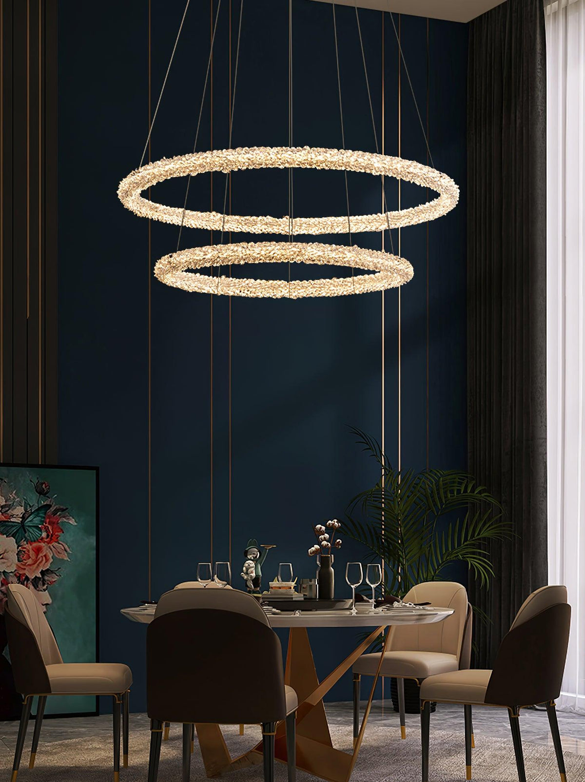 Seleira candelabru din cristal, în formă de inel, LED