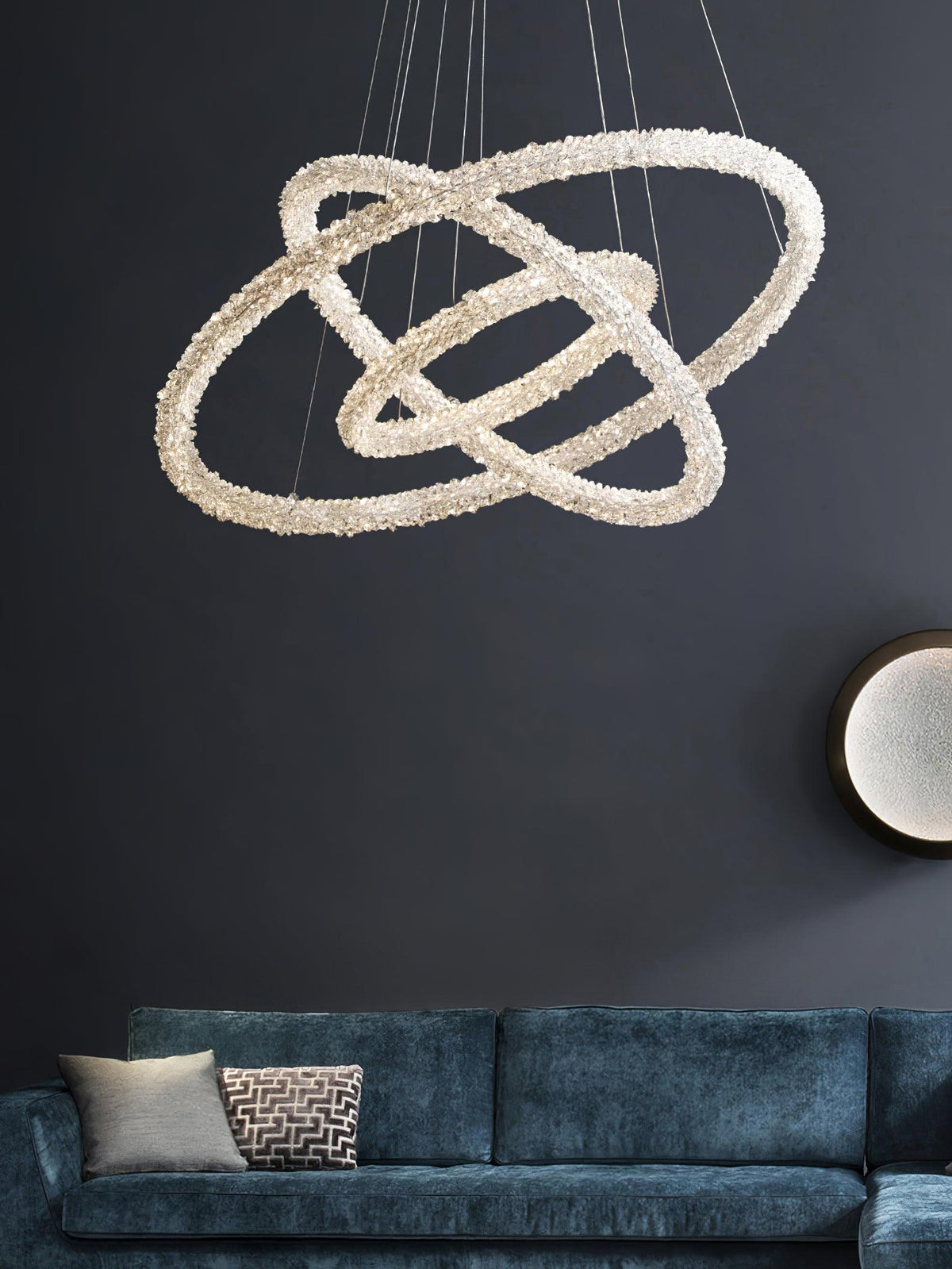 Seleira candelabru din cristal, în formă de inel, LED