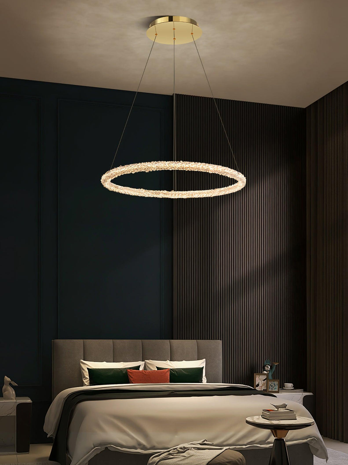 Seleira candelabru din cristal, în formă de inel, LED