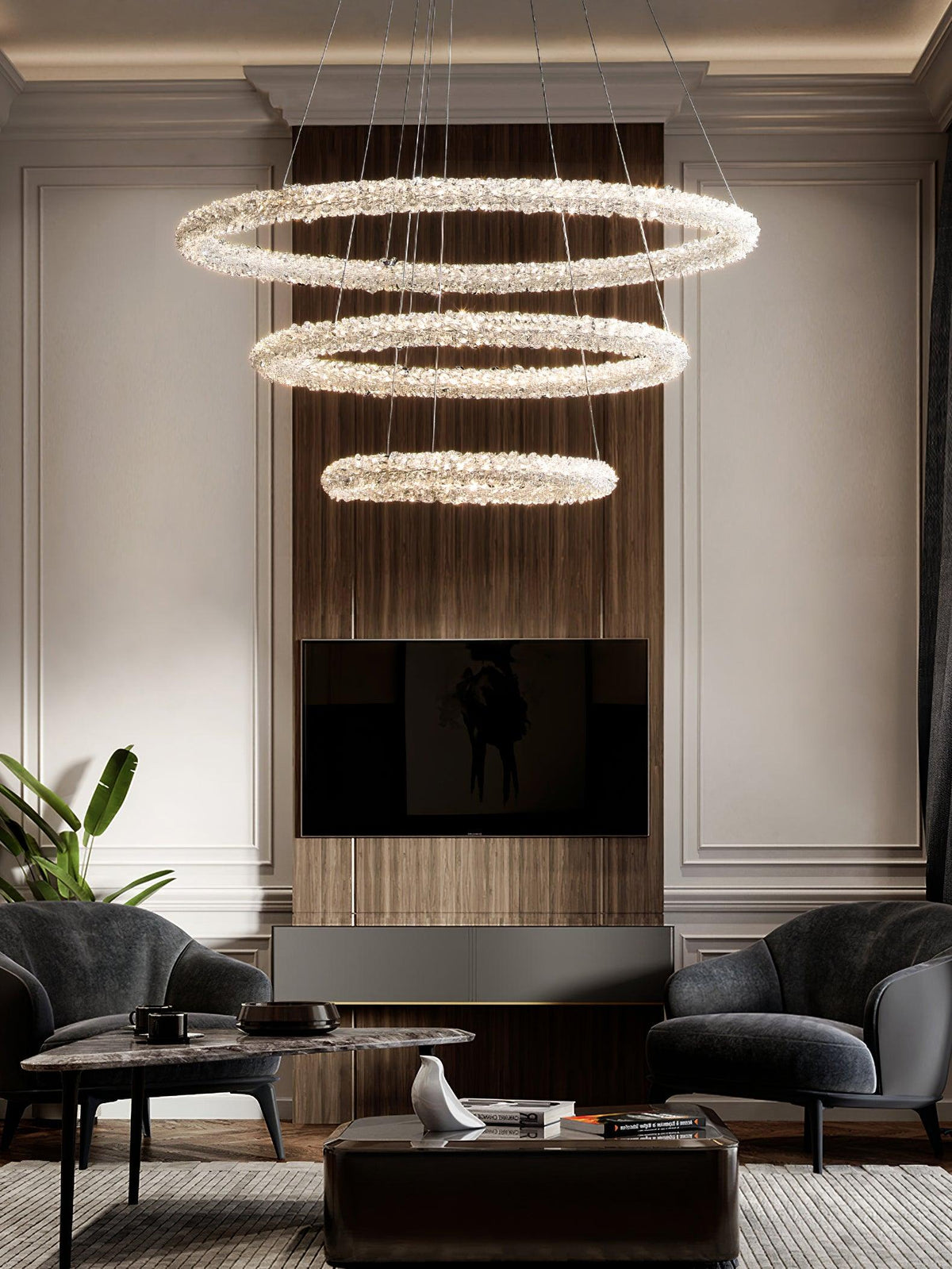 Seleira candelabru din cristal, în formă de inel, LED