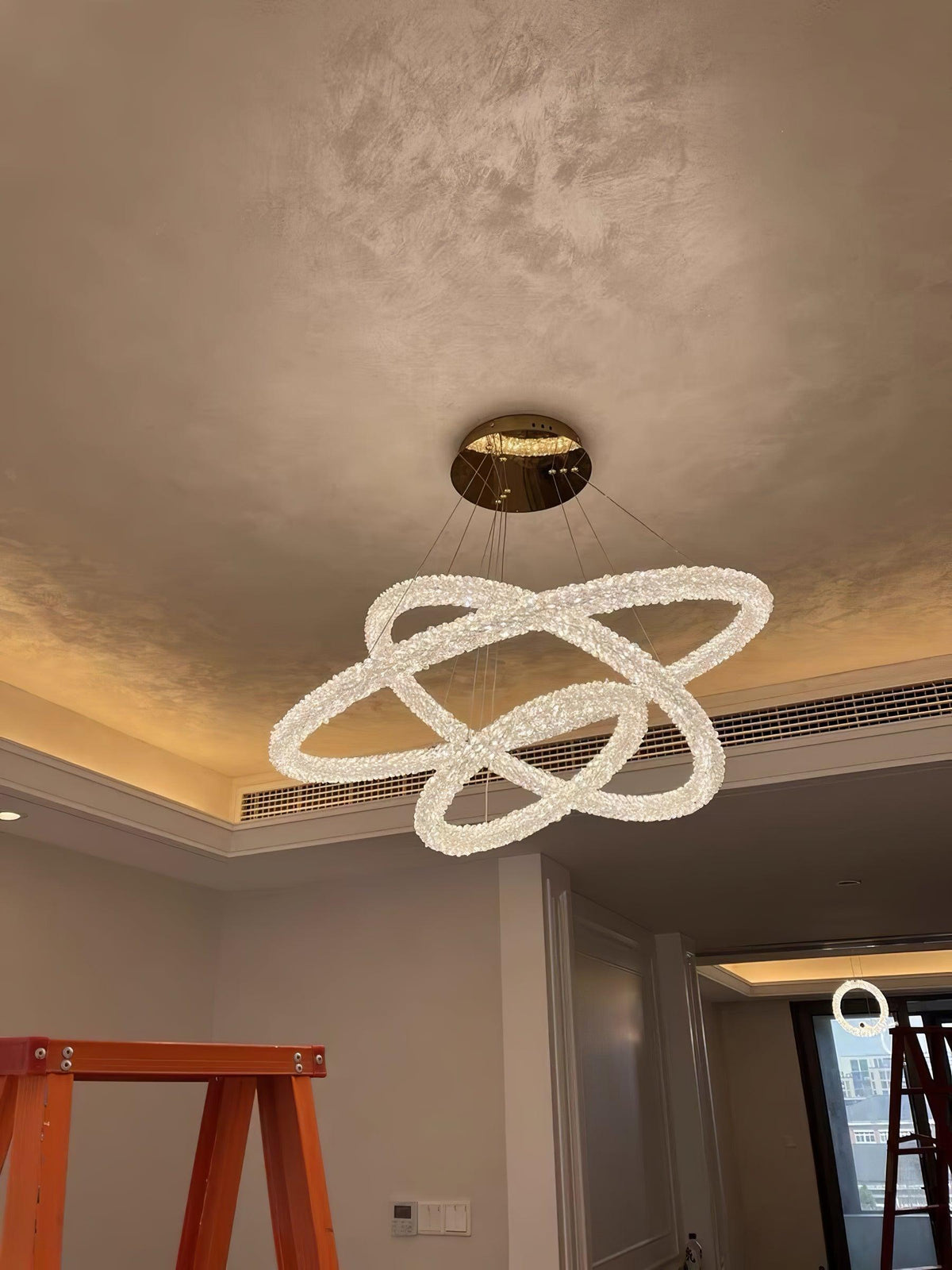 Seleira candelabru din cristal, în formă de inel, LED