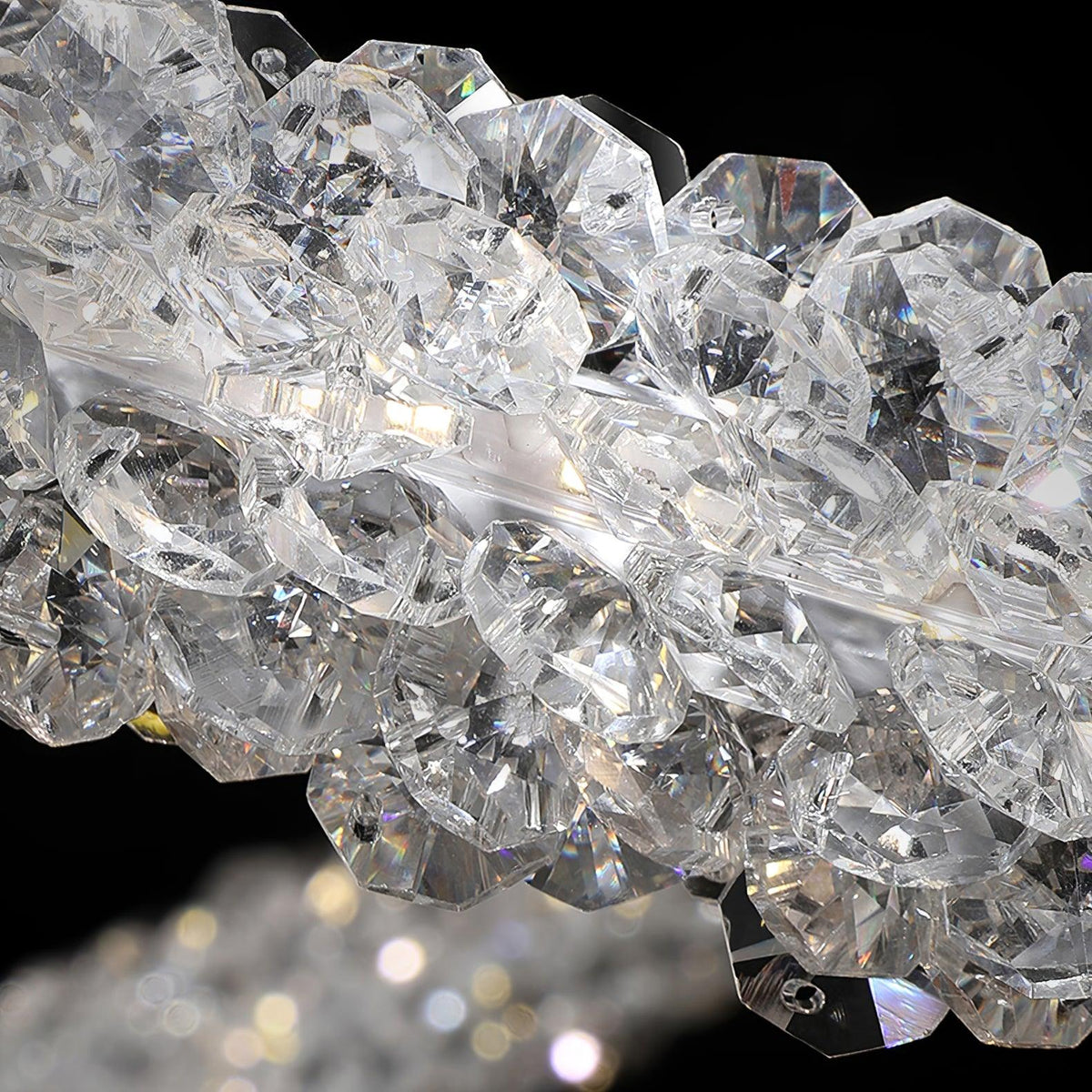 Seleira candelabru din cristal, în formă de inel, LED