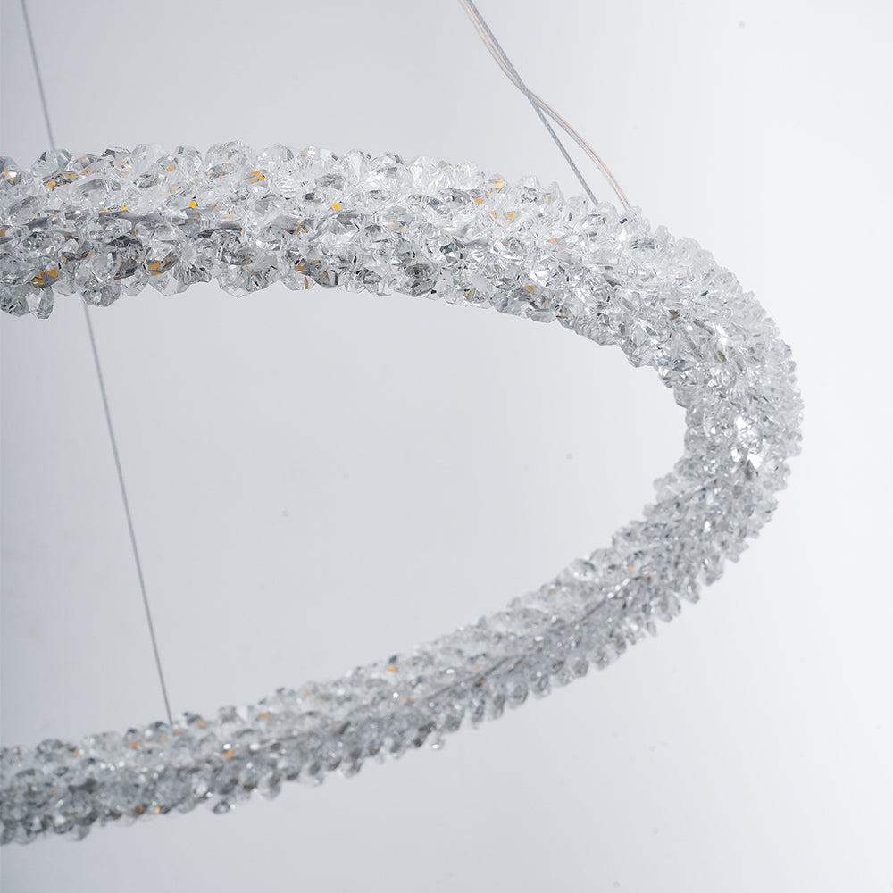 Seleira candelabru din cristal, în formă de inel, LED