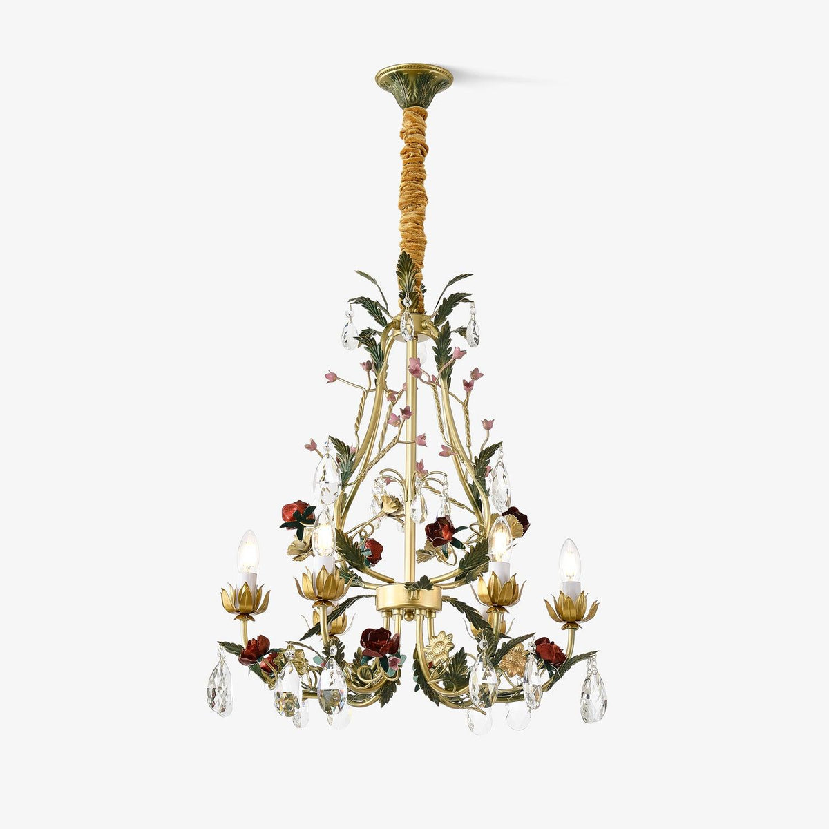 Selarella candelabru Floral Rose cristal alamă Lumânare