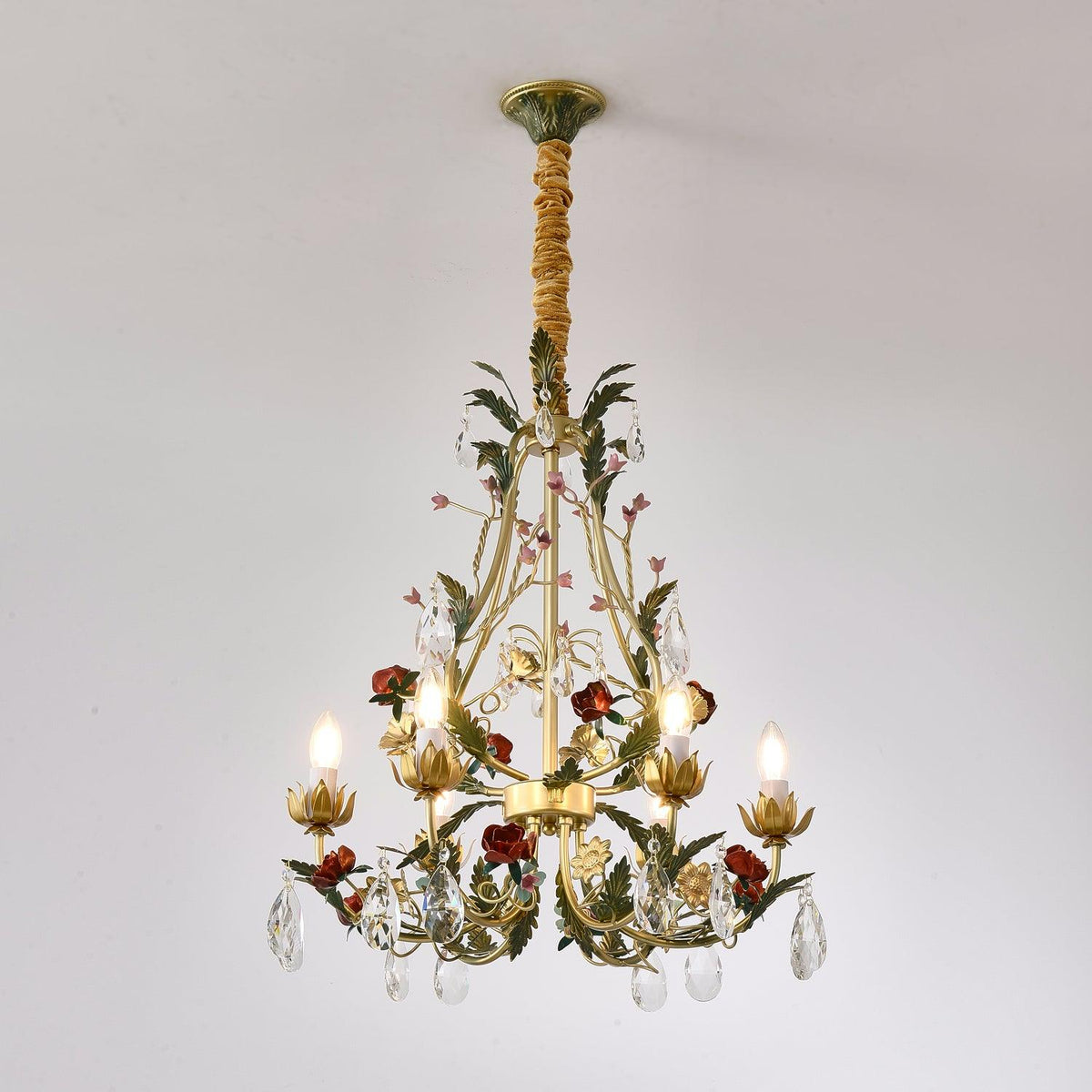 Selarella candelabru Floral Rose cristal alamă Lumânare