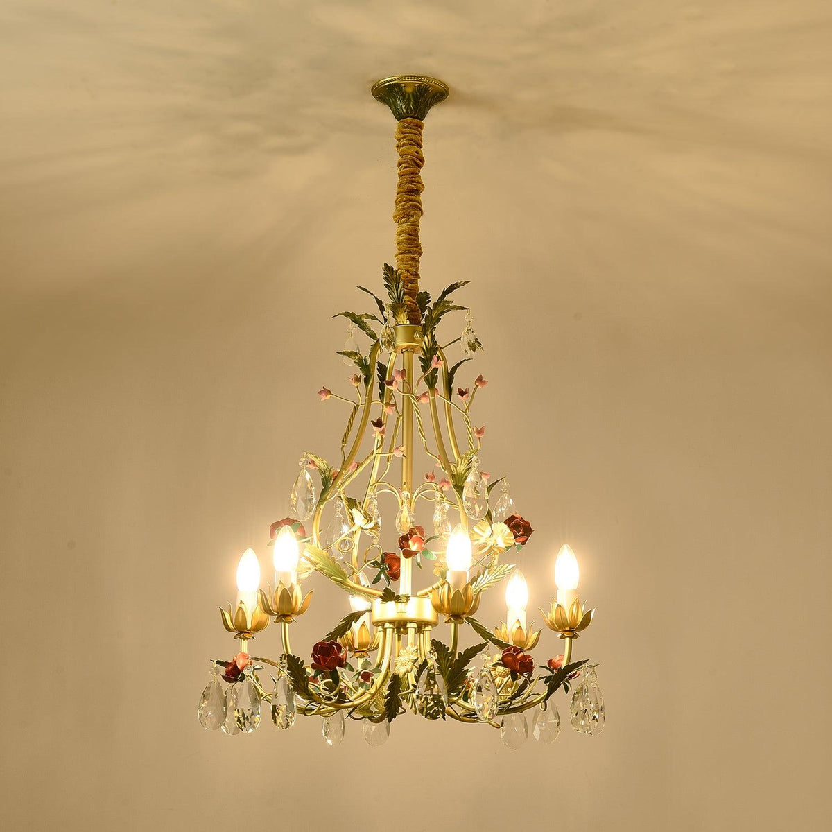 Selarella candelabru Floral Rose cristal alamă Lumânare