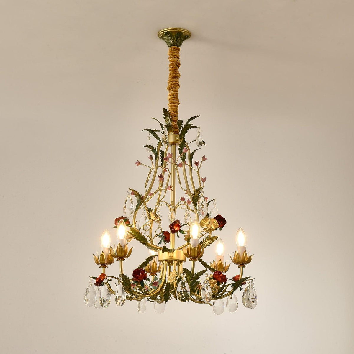 Selarella candelabru Floral Rose cristal alamă Lumânare