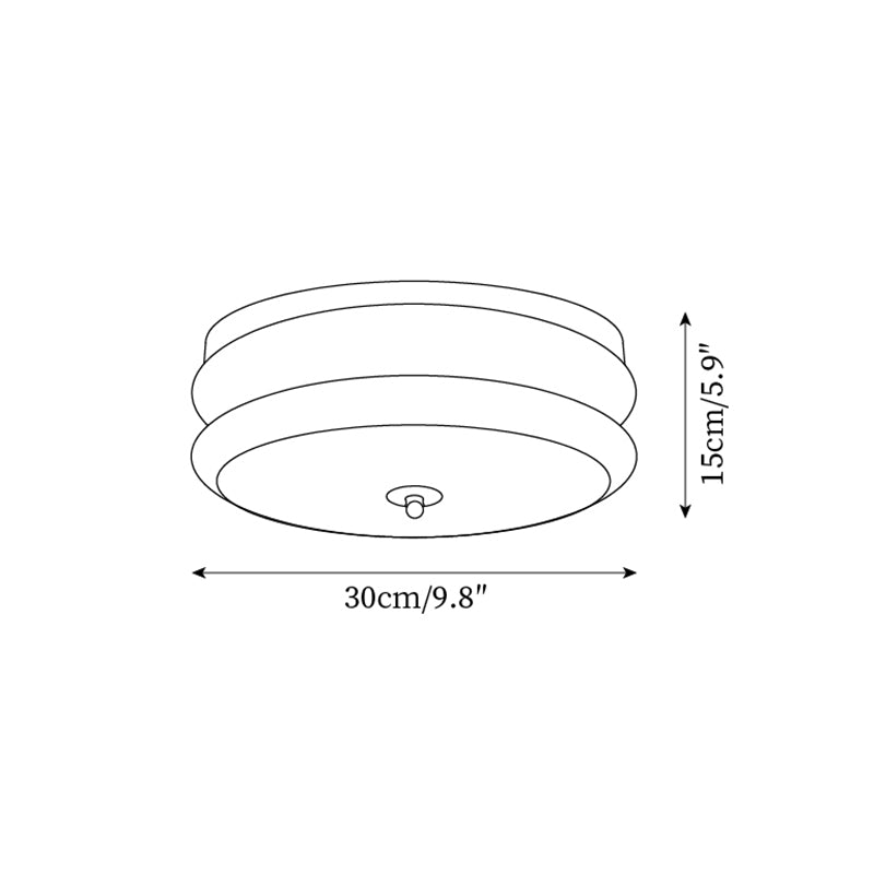 Cora plafonieră cu Abajur din sticlă cu Două Straturi, Disc din lemn de Nuc minimalist