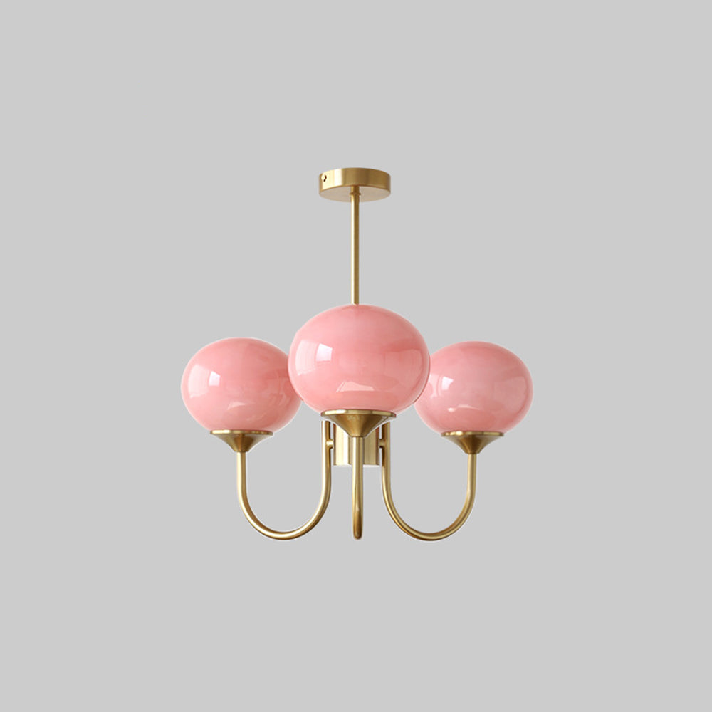 Valentina Retro Art Deco glob candelabru, alb/Roz/Bej