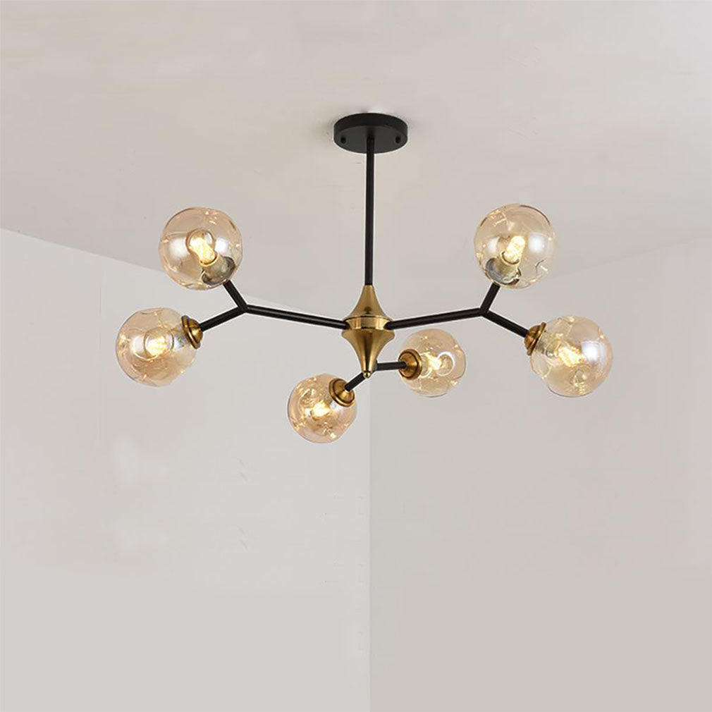 Valentina candelabru ambră din sticlă, în stil Art Deco, cu bule
