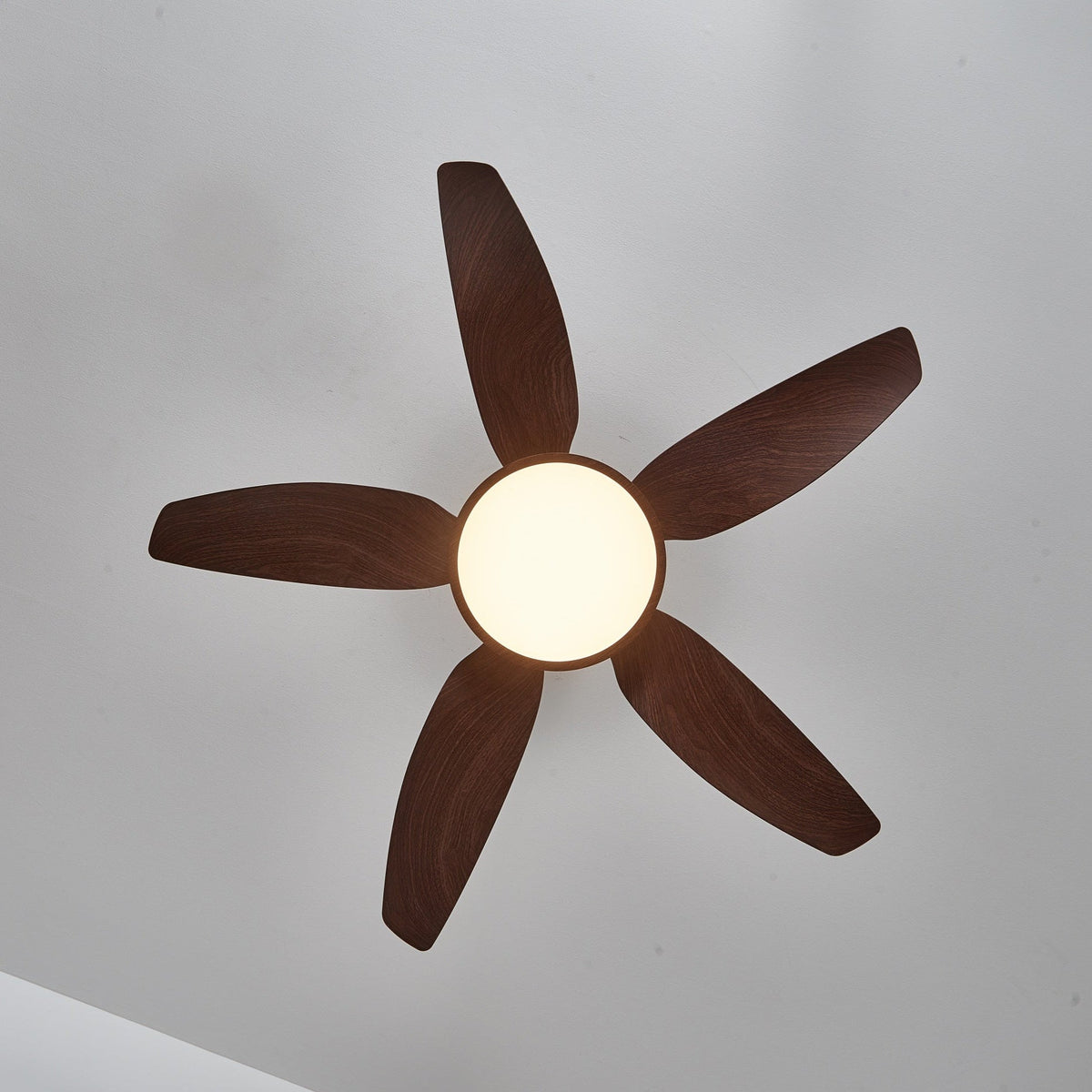 Sylenel ventilator de tavan cu lumină din lemn și alamă, modern
