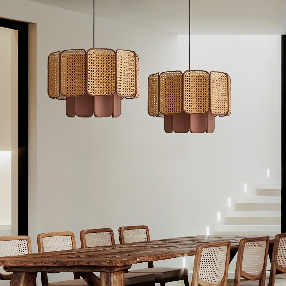 Cane lampă suspendată vintage cu abajur textil
