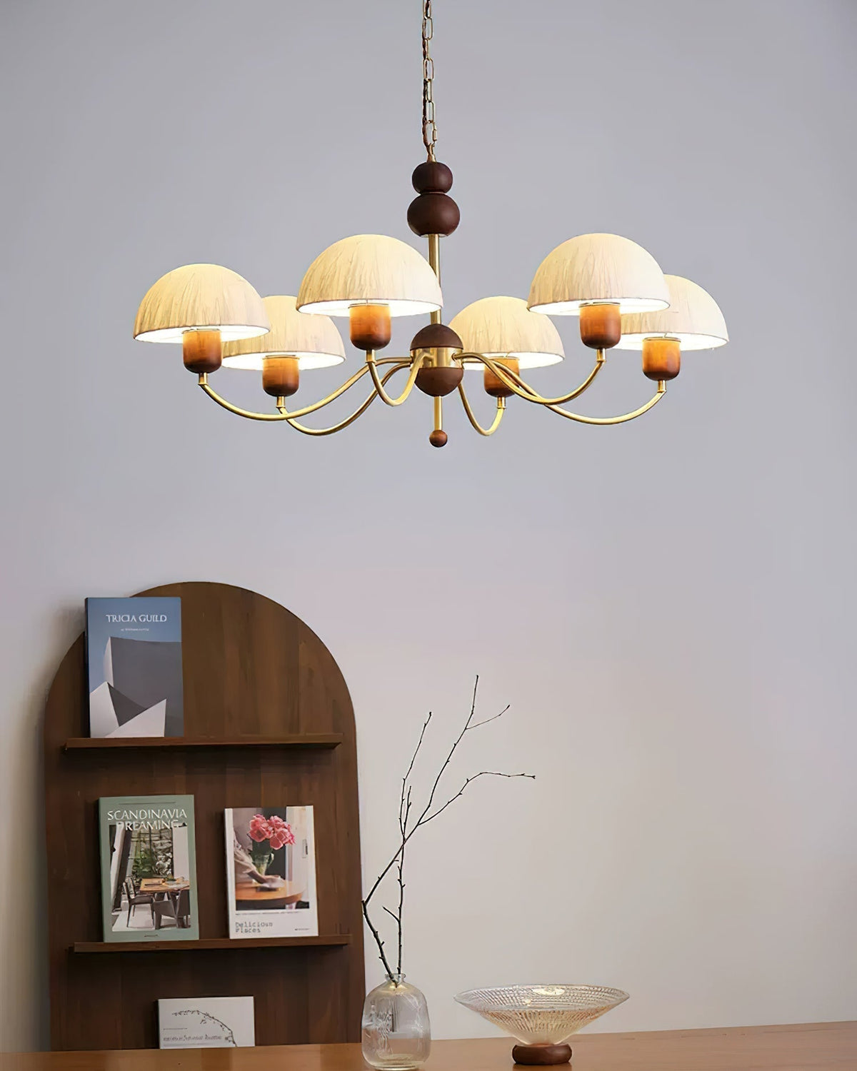 Core candelabru din hârtie de orez, în stil modernist de la mijlocul secolului