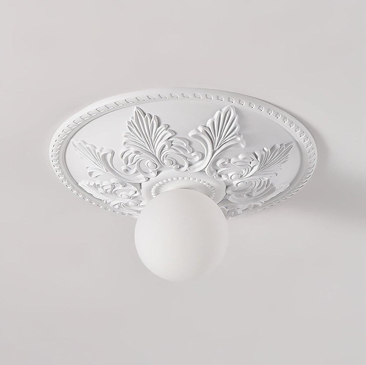 Plafonieră Rozetă de Tavan din Rășină cu Abajur Sferic din sticlă, Clasic și Ornamentat