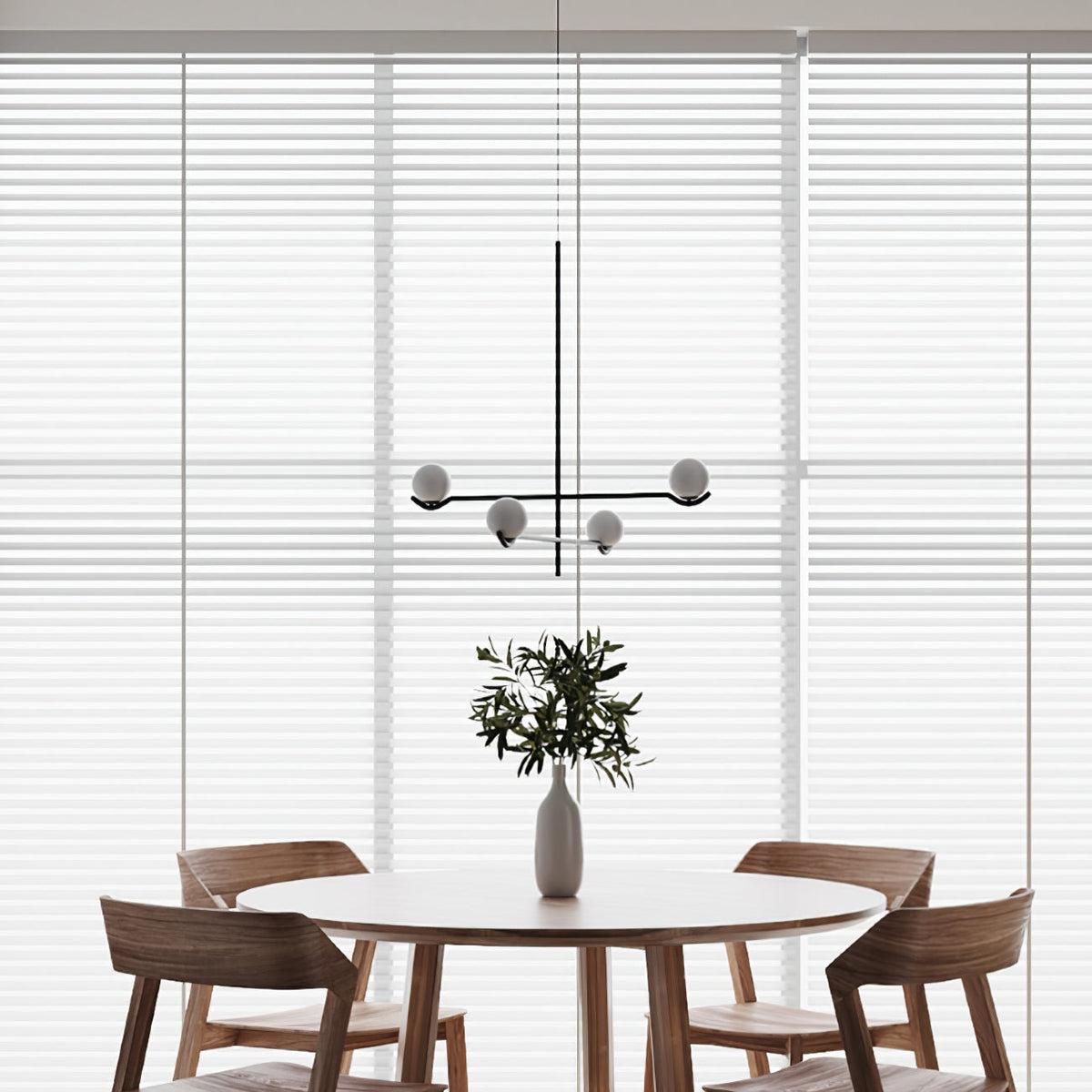 Elvian candelabru alb din alamă, minimalist, cu glob