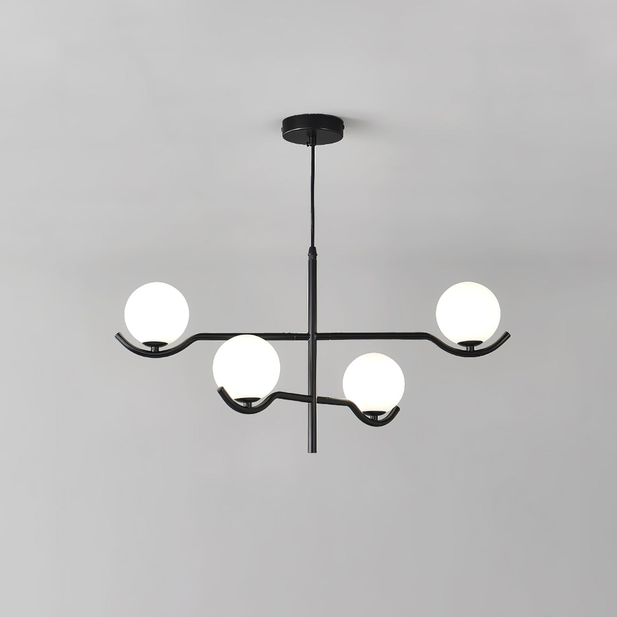 Elvian candelabru alb din alamă, minimalist, cu glob