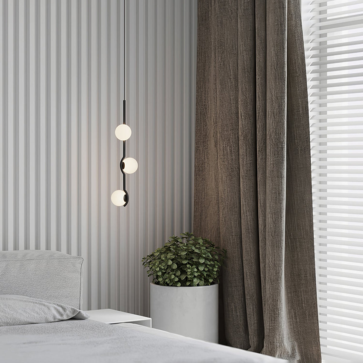 Elvian candelabru alb din alamă, minimalist, cu glob