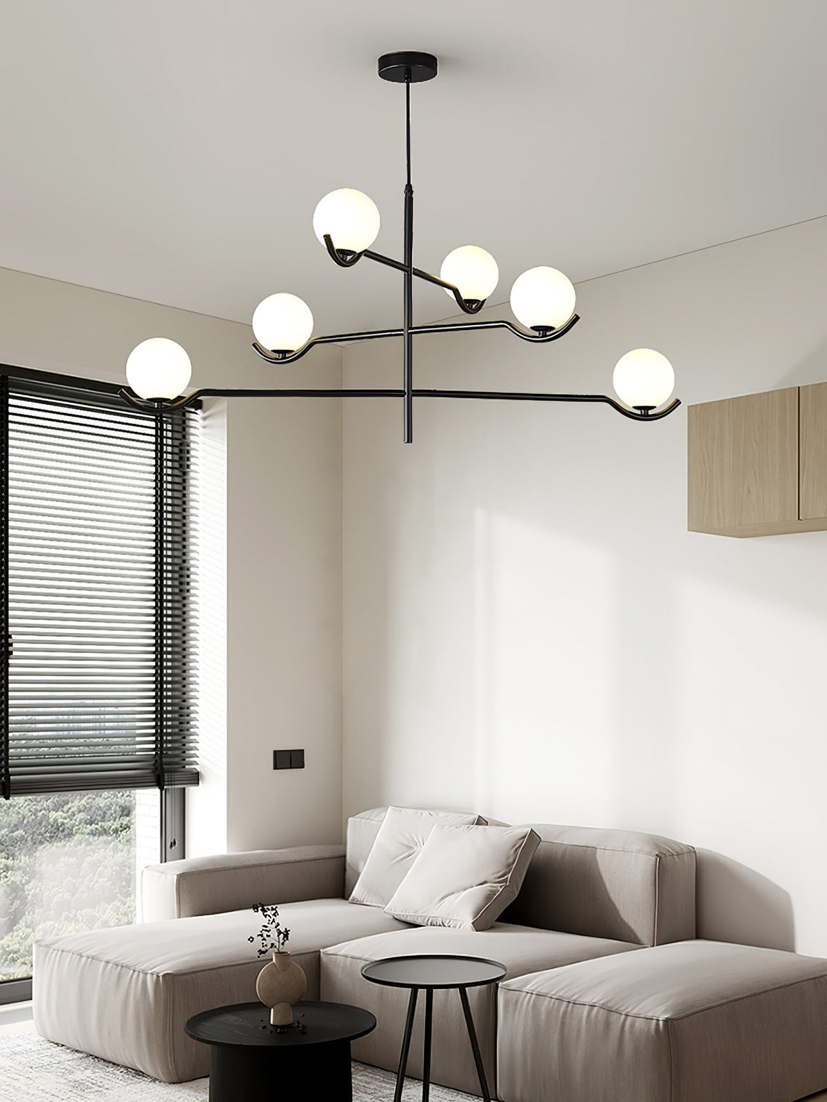 Elvian candelabru alb din alamă, minimalist, cu glob