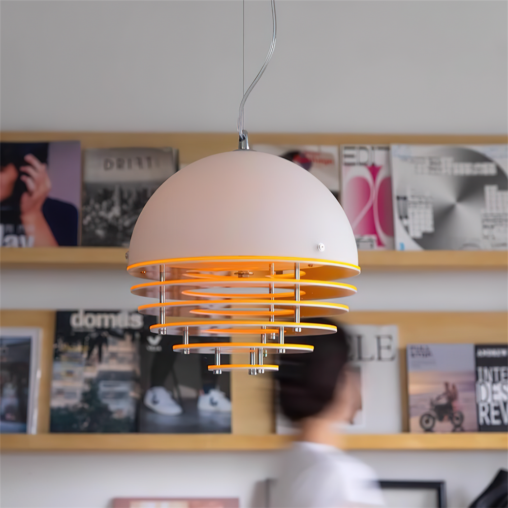 Lampă suspendată modernă cu abajur stratificat și lumină difuză, pentru sufragerie