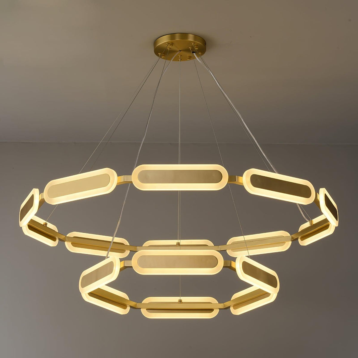 Din candelabru din alamă, geometric, în formă de inel