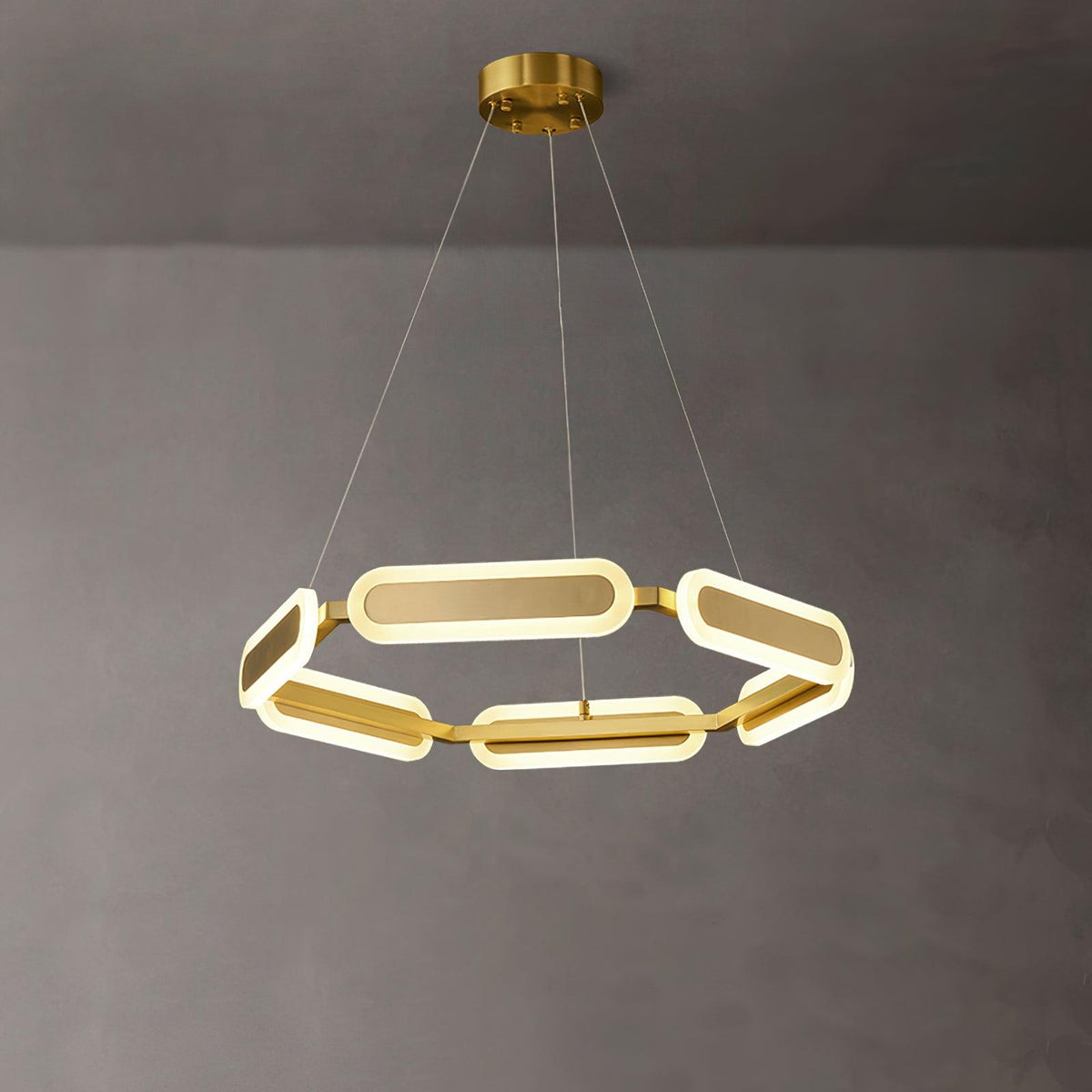 Din candelabru din alamă, geometric, în formă de inel