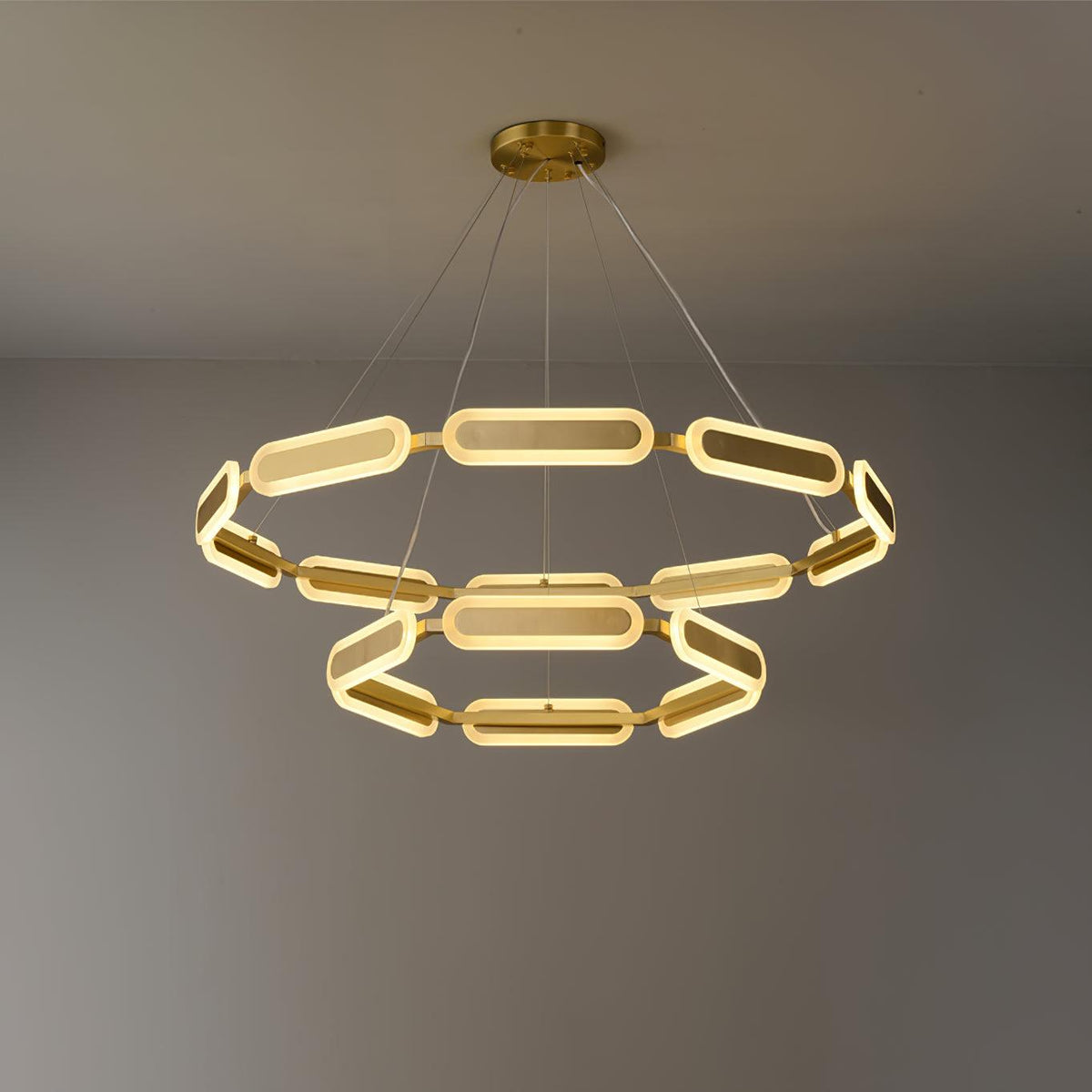 Din candelabru din alamă, geometric, în formă de inel
