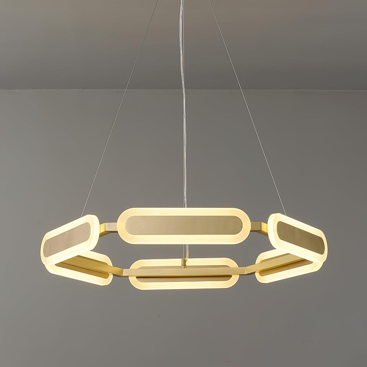 Din candelabru din alamă, geometric, în formă de inel