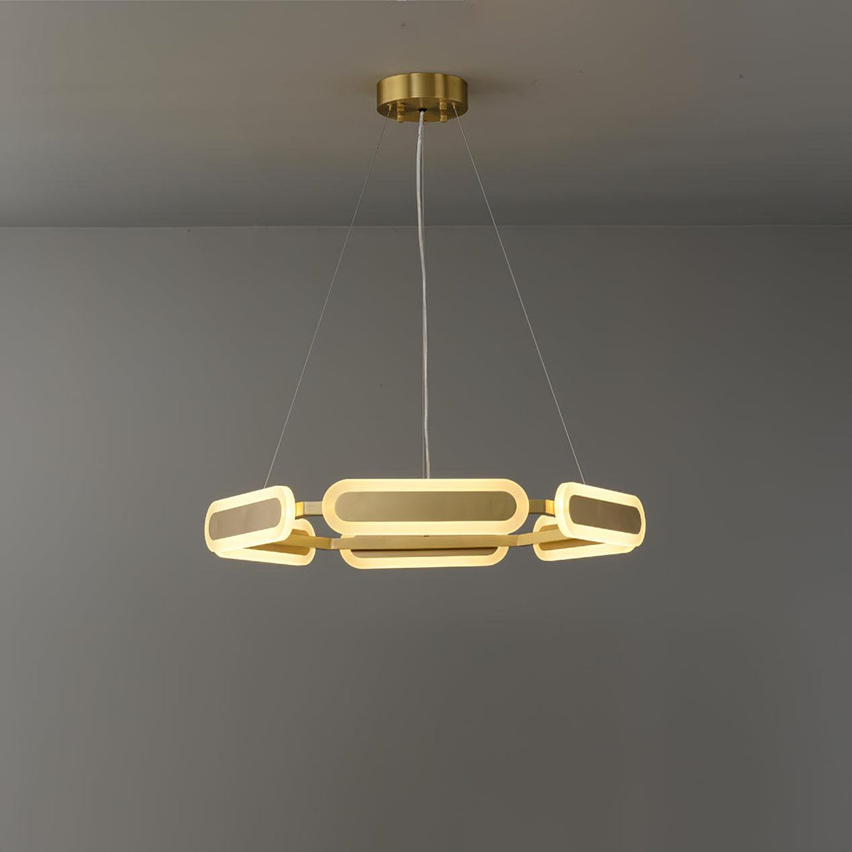 Din candelabru din alamă, geometric, în formă de inel