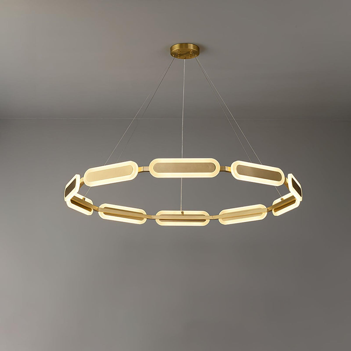 Din candelabru din alamă, geometric, în formă de inel