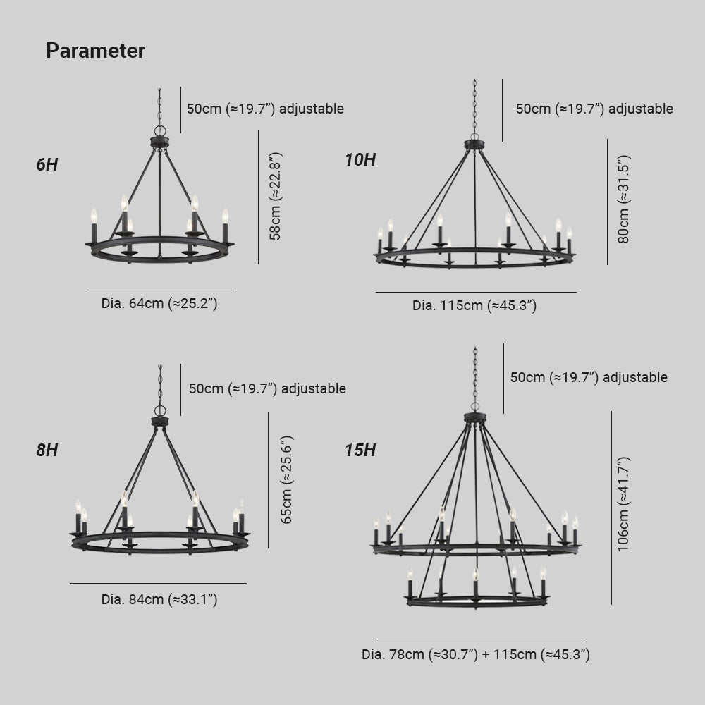 Silva modern candelabru cu abajur din metal negru pentru living/cameră de dormit