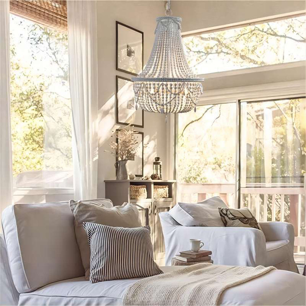 Silva Retro de lux Atmosphere lampă suspendată metal/lemn, alb stins