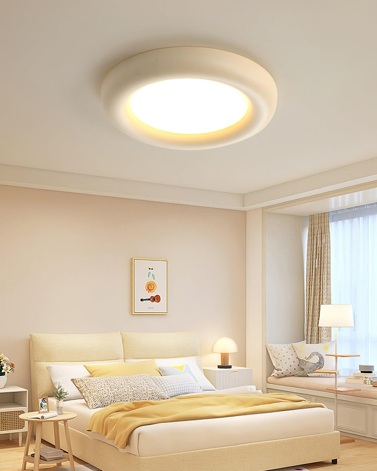 Plafonieră aplicată bej cu rozetă de tavan minimalist