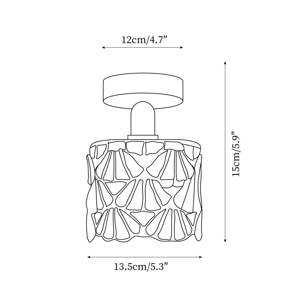 Rosavine plafonieră semi-aplicată cu abajur din sticlă colorată în stil Tiffany