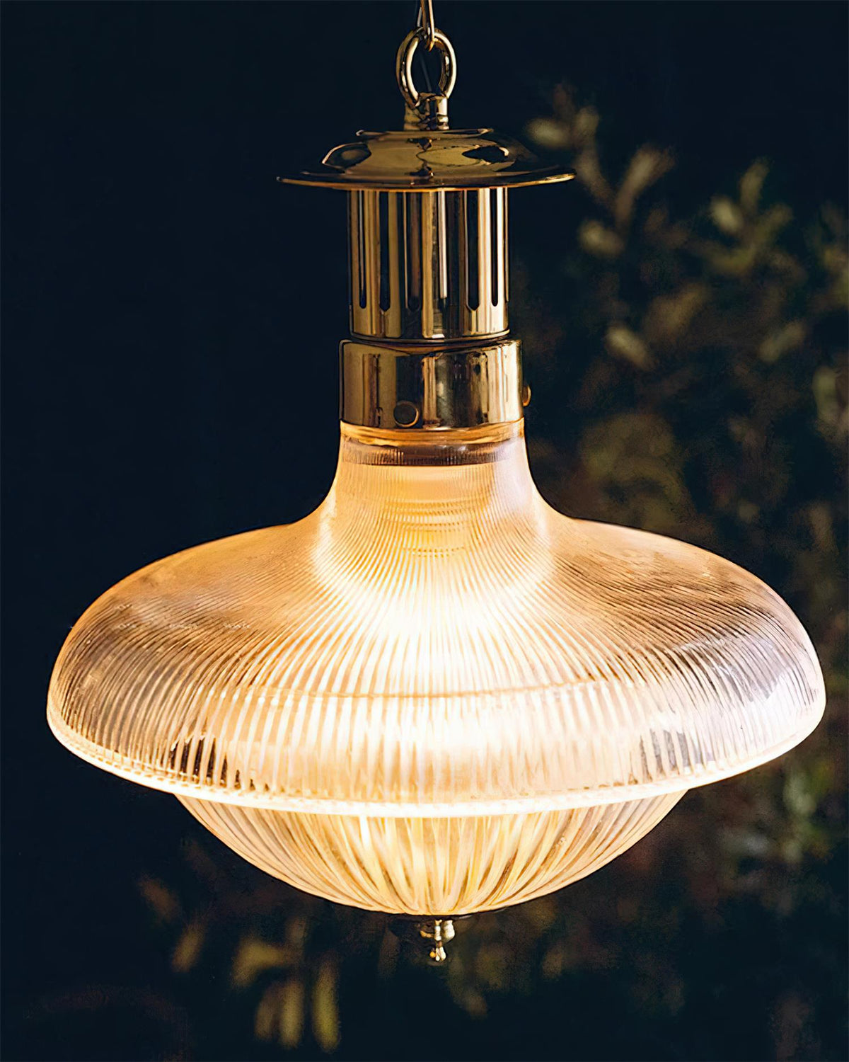 Norvela lampă suspendată transparentă din sticlă și alamă, vintage, striată