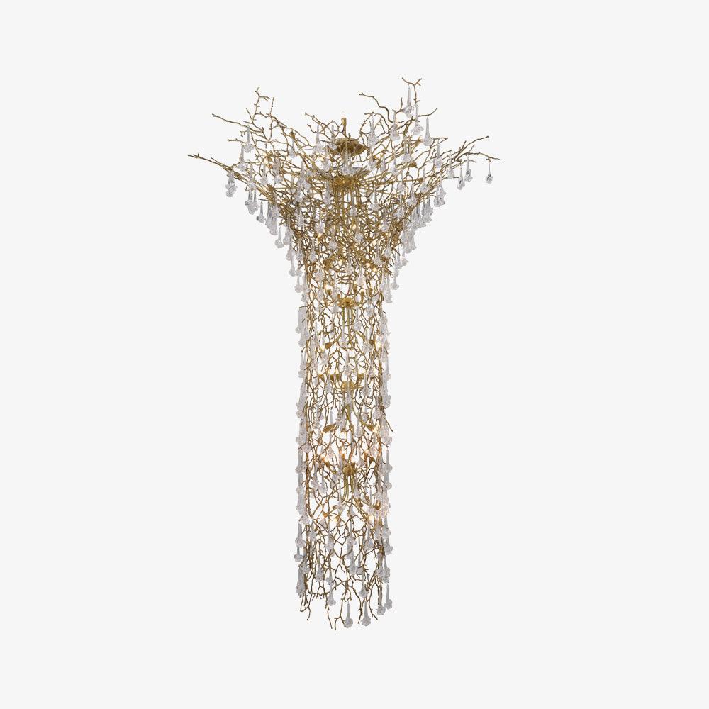 Abeleisa candelabru din ramuri de copac, alamă și cristal